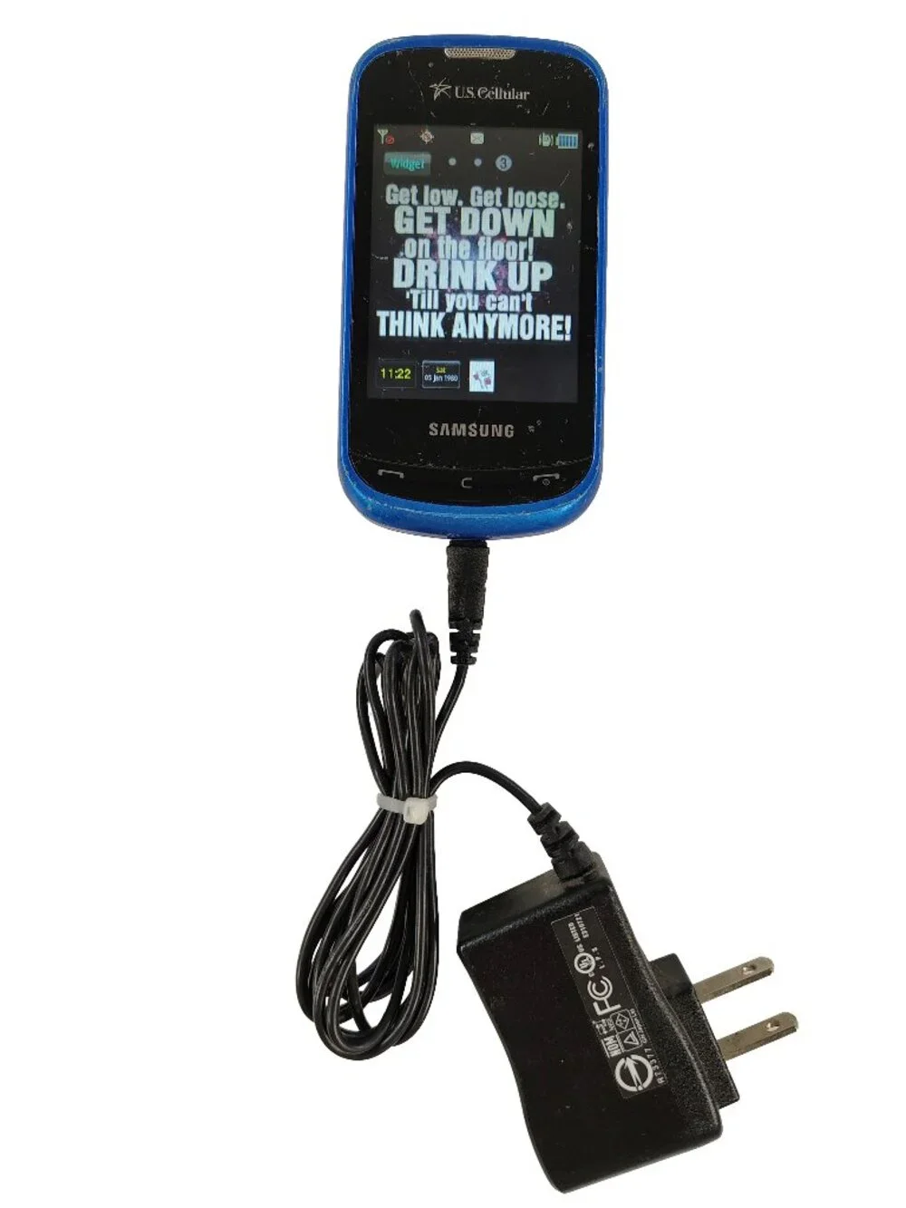 Vintage Y2K Blue Samsung Branded Slider Keyboard Touchscreen Cellphone